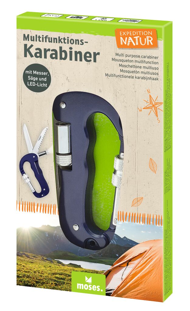 Expedition Natur Multifunktions-Karabiner mit Messer, Säge und LED-Licht