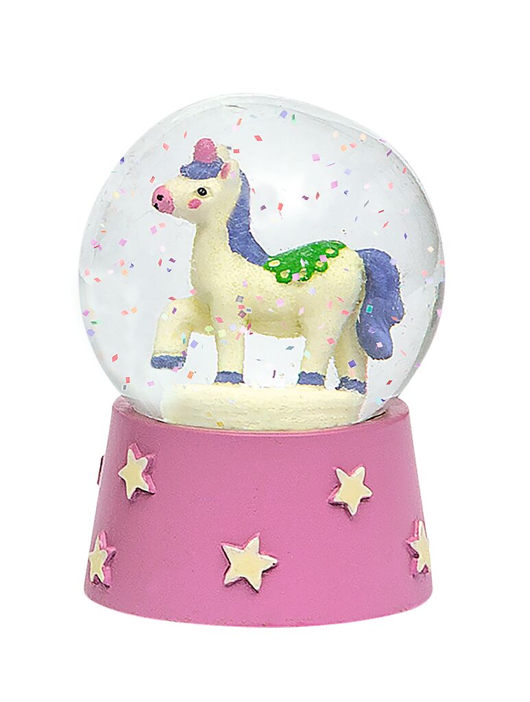 Nachtleuchtende Schneekugel Einhorn
