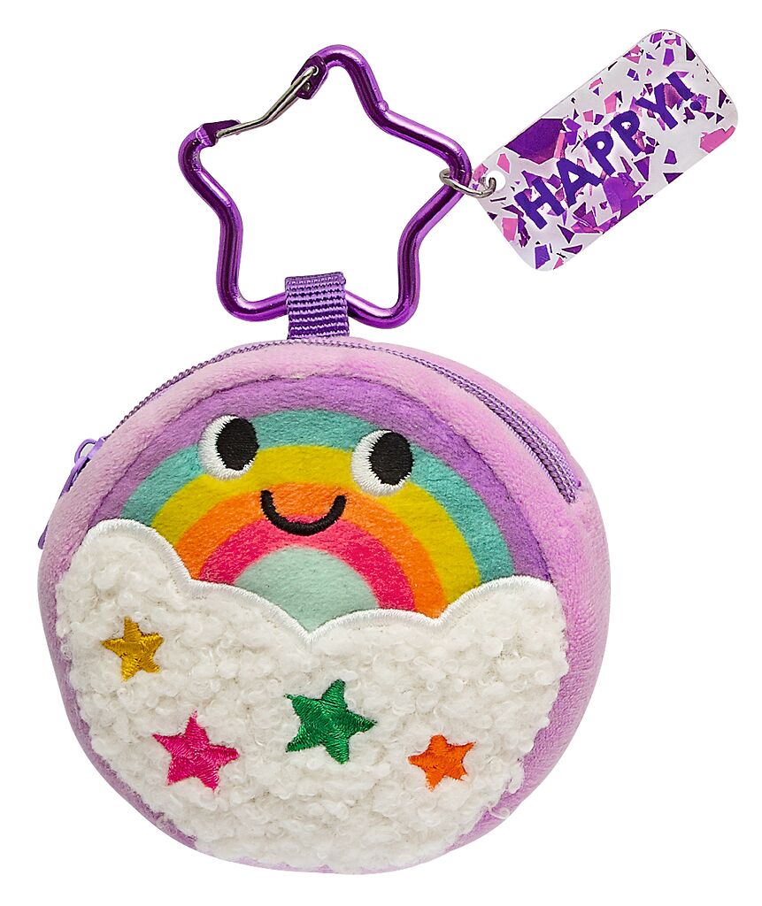Happy Day Plüsch-Täschchen mit Karabiner Regenbogen