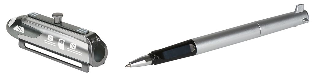 Heli-Kugelschreiber mit LED silber