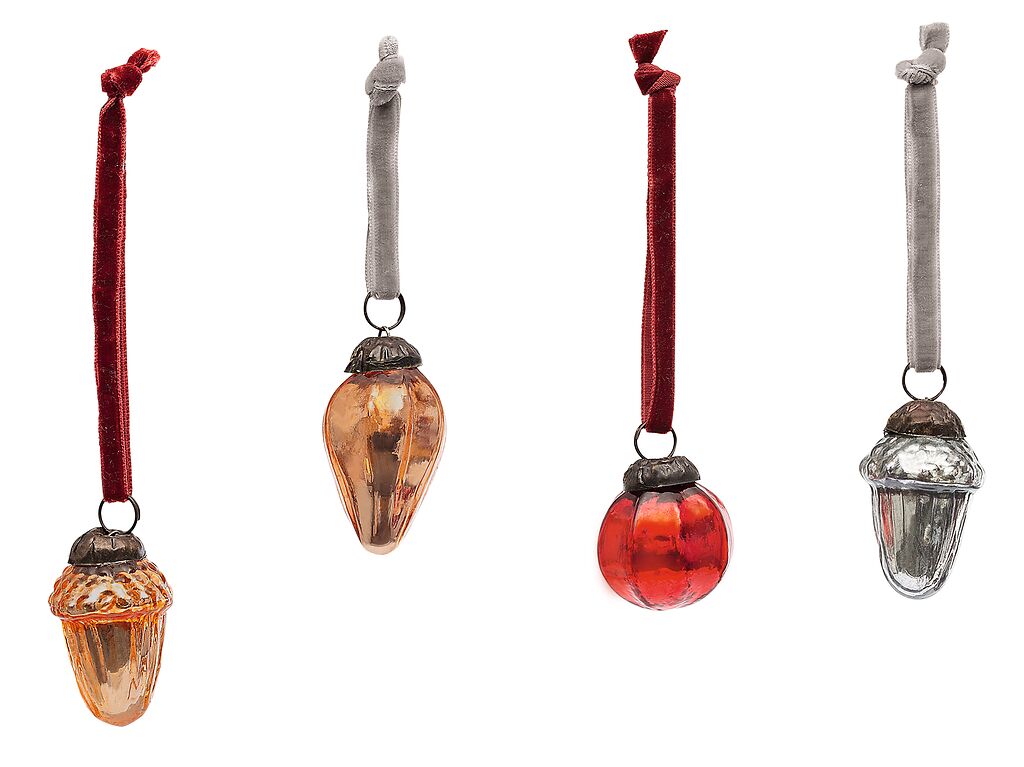 Mini-Christbaumkugeln aus Glas (versch. Ausführungen)