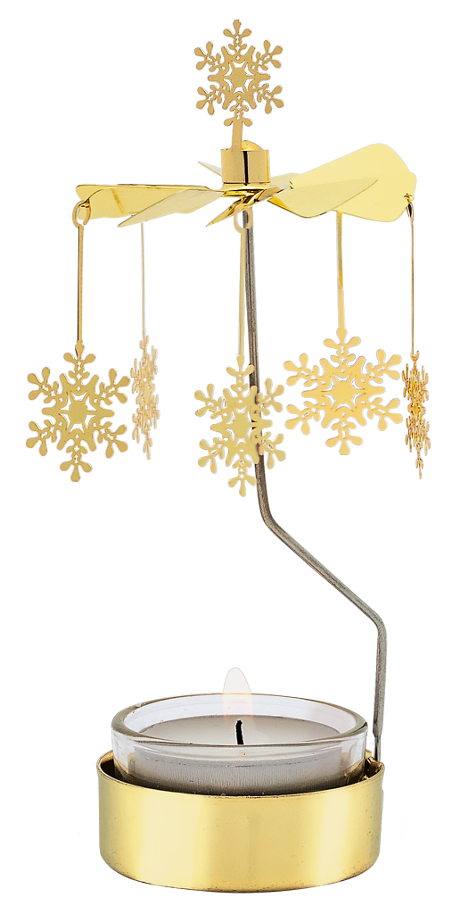 Teelicht-Karussell Schneeflöckchen Gold