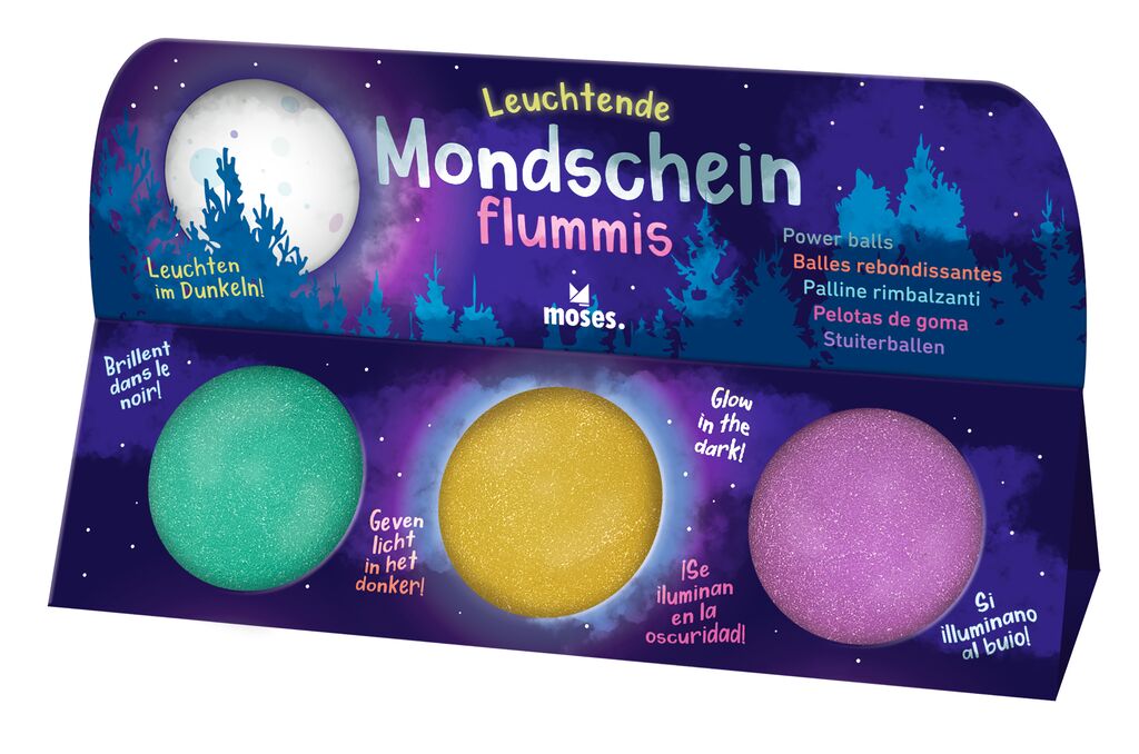 Leuchtende Mondscheinflummis 3er Set violett