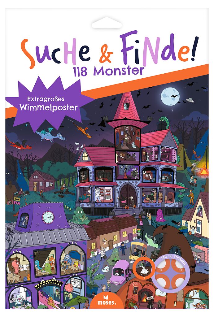 Suche & Finde! 118 Monster - Wimmelposter mit wieder ablösbaren Stickern