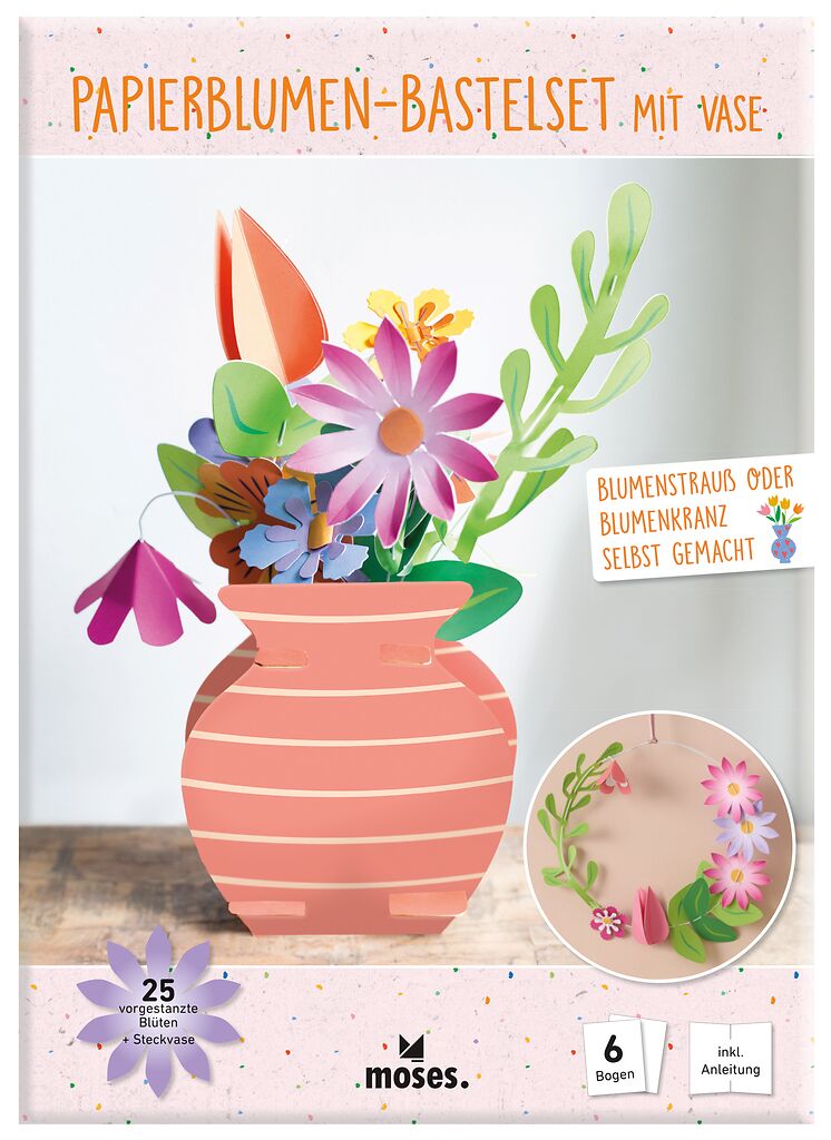 Papierblumen-Bastelset mit Vase