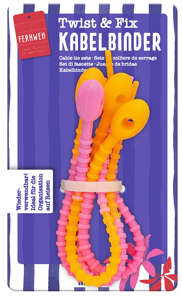 Fernweh Twist & Fix Kabelbinder Neon pink-orange