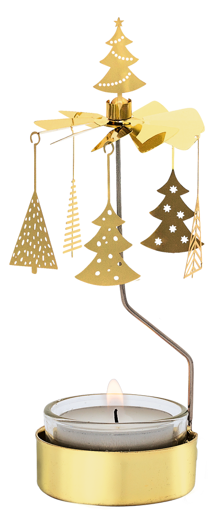 Teelicht-Karussell Oh Tannenbaum Gold