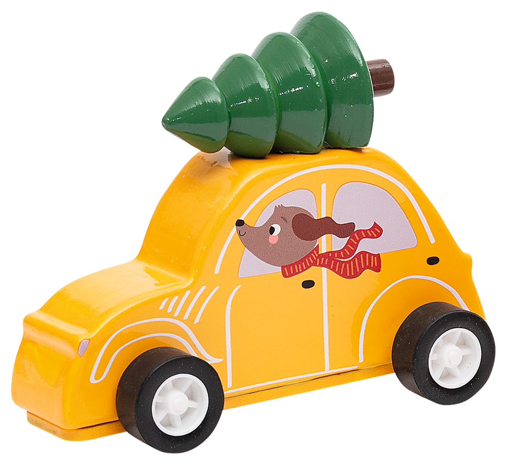 Holz-Weihnachtsflitzer gelb