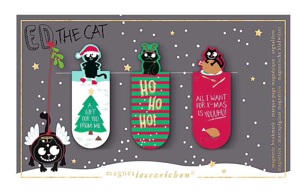 Magnetlesezeichen Ed, the Cat Xmas