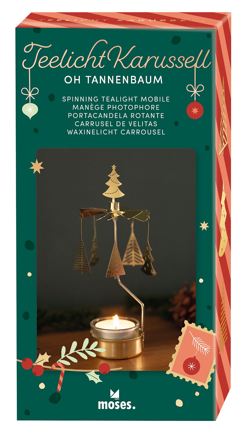 Teelicht-Karussell Oh Tannenbaum Gold