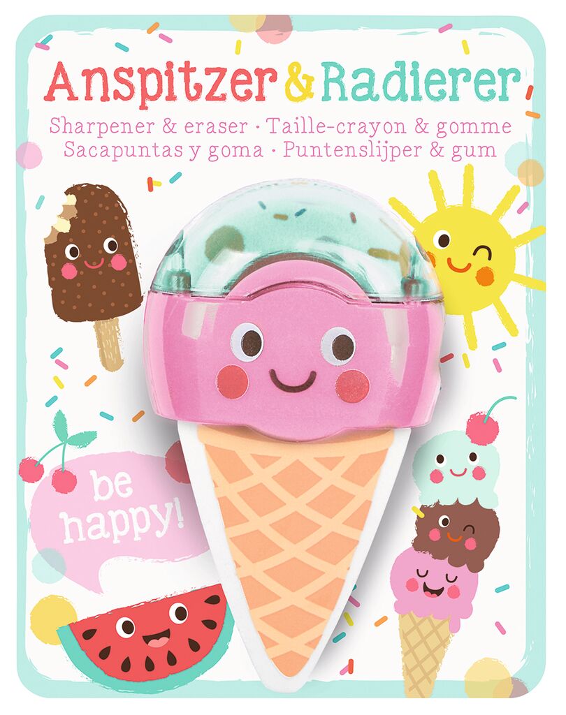 Be happy Anspitzer & Radierer rosa Be happy Anspitzer & Radierer rosa