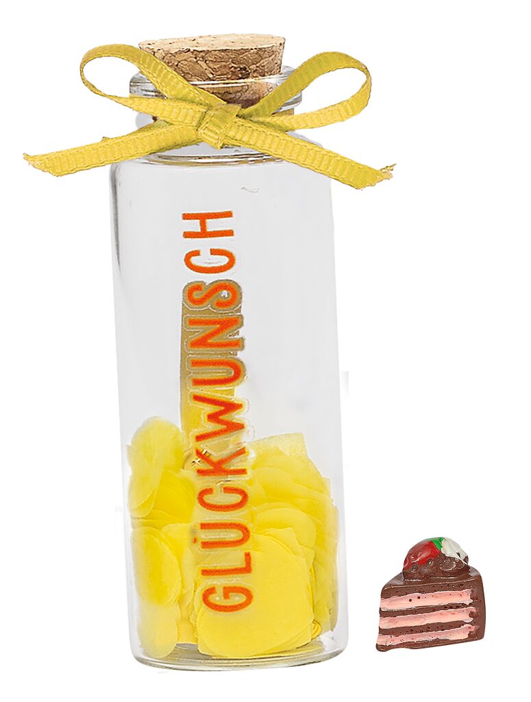 Geschenkgläschen mit Botschaft gelb