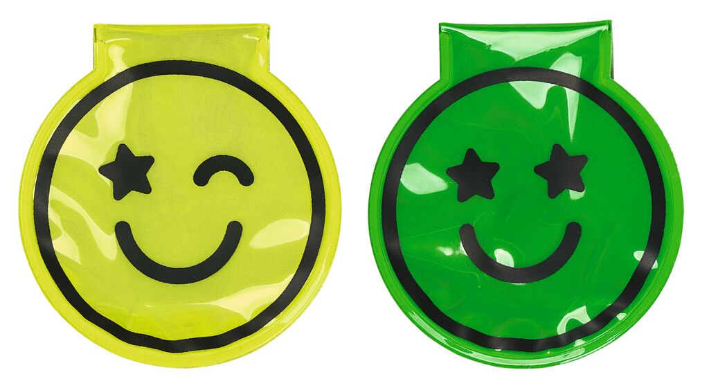 Magnet Clips mit LED Smile grün und gelb