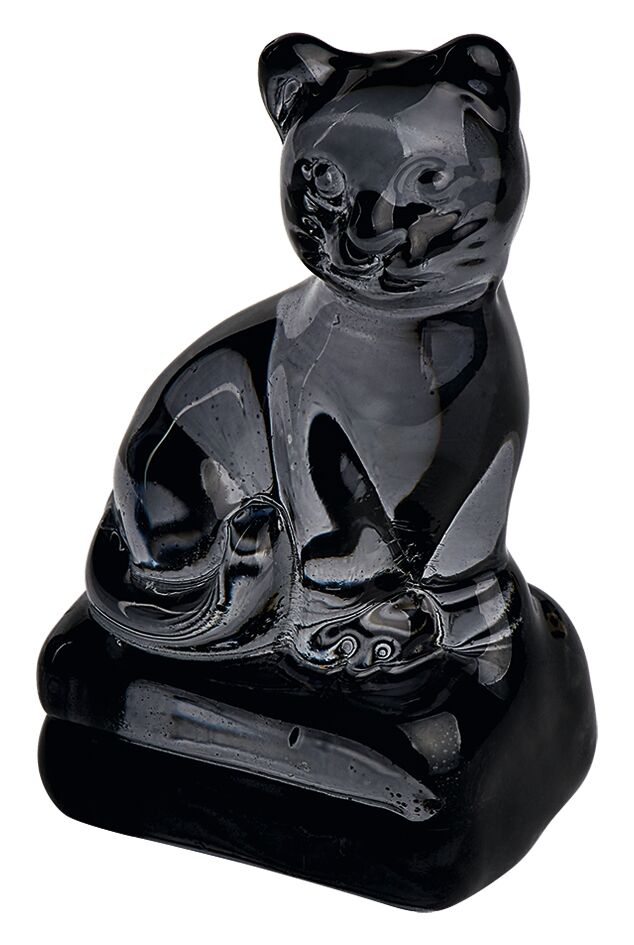 moses. libri_x Glas-Talisman Katze grau