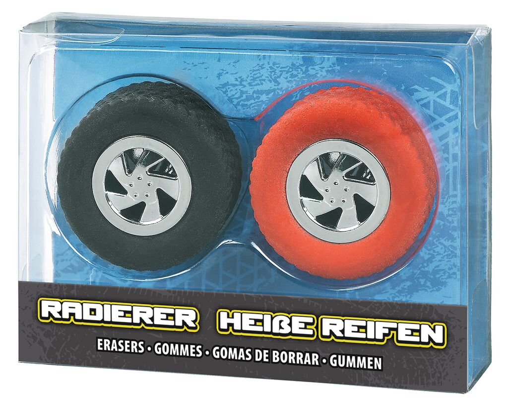 Radiererset Heiße Reifen (versch. Farben) Radiererset Heiße Reifen (versch. Farben)