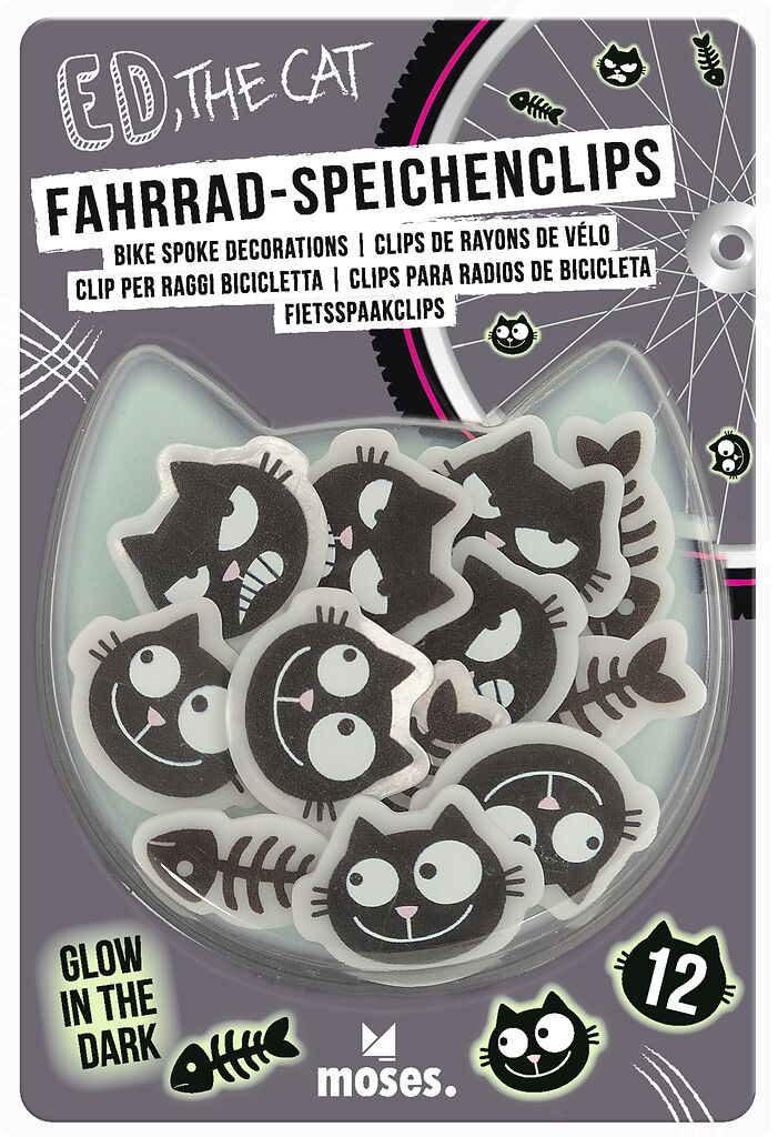 Ed, the Cat Fahrrad-Speichenclips Glow in the dark