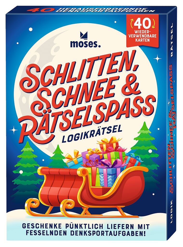 Schlitten, Schnee & Rätselspaß - Logikrätsel mit abwischbarem Stift
