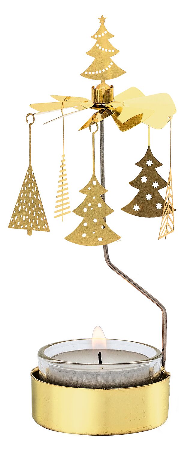 Teelicht-Karussell Oh Tannenbaum Gold