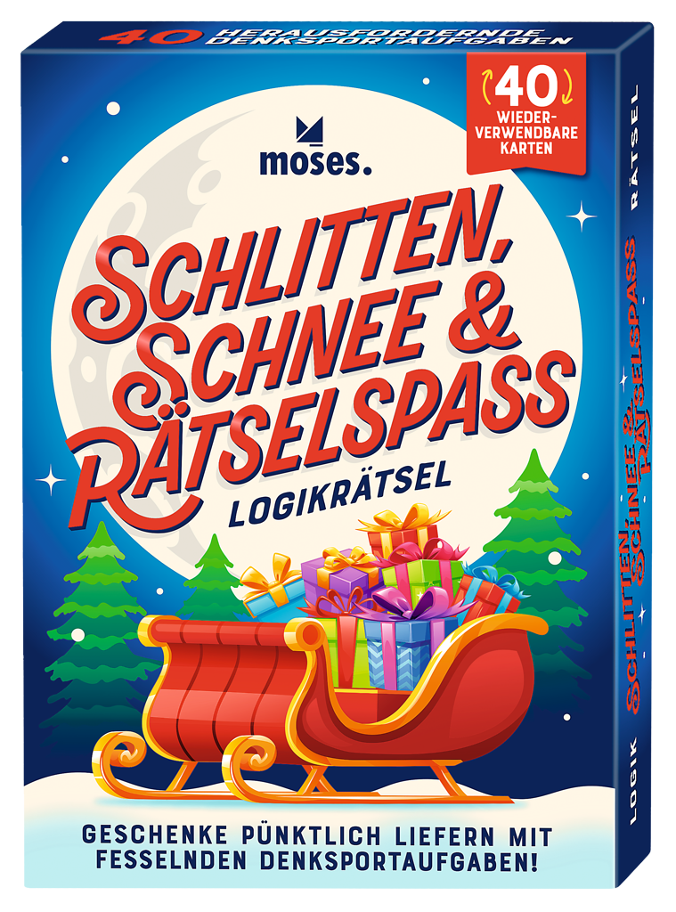Schlitten, Schnee & Rätselspaß - Logikrätsel mit abwischbarem Stift