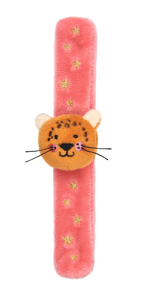 Plüschiges Glitzer-Schnapparmband Leopard