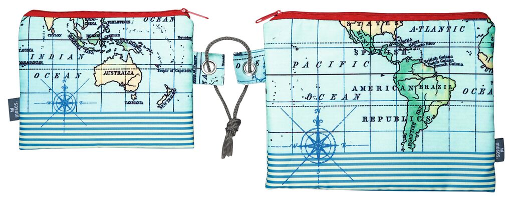 Fernweh Kleine Täschchen Weltkarte & Streifen 2er Set Fernweh Kleine Täschchen Weltkarte & Streifen 2er Set