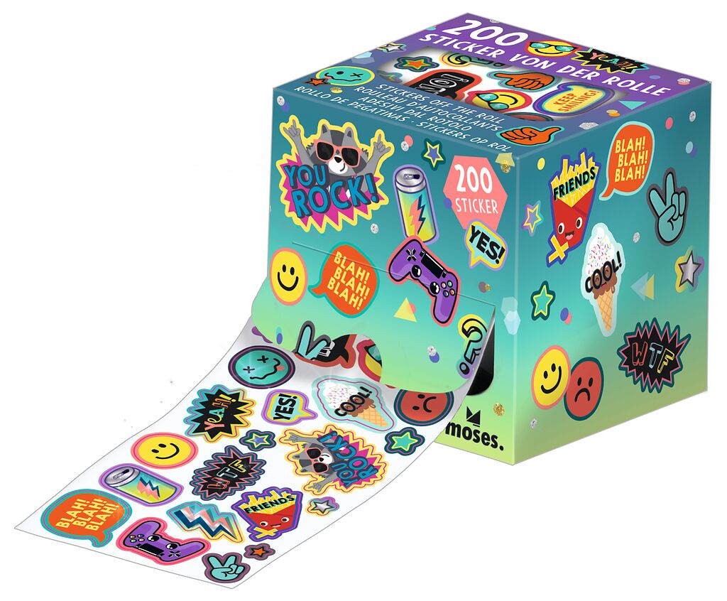Happy Day Sticker von der Rolle blau