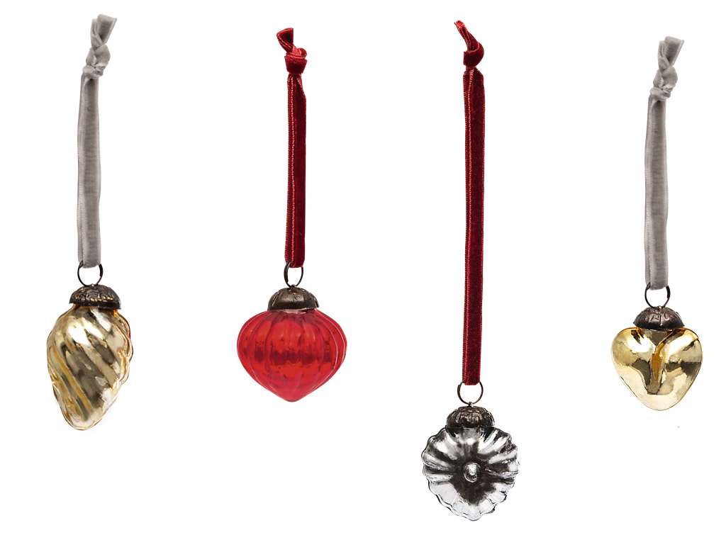 Mini-Christbaumkugeln aus Glas (versch. Ausführungen)