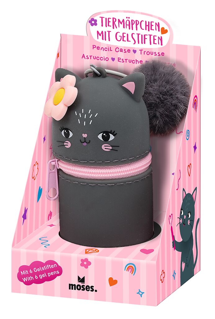 Tiermäppchen mit Gelstiften Katze