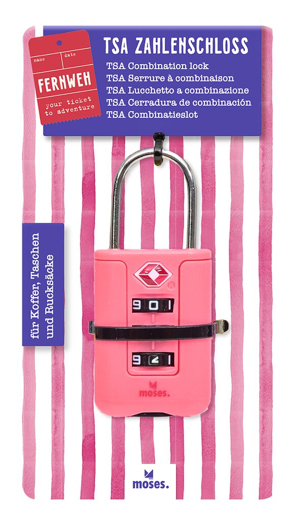 Fernweh TSA-Zahlenschloss rosa