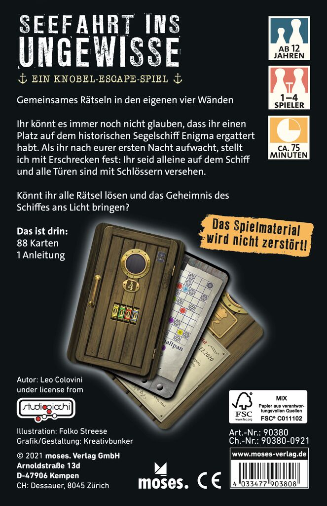 Seefahrt ins Ungewisse - Ein Knobel-Escape-Spiel