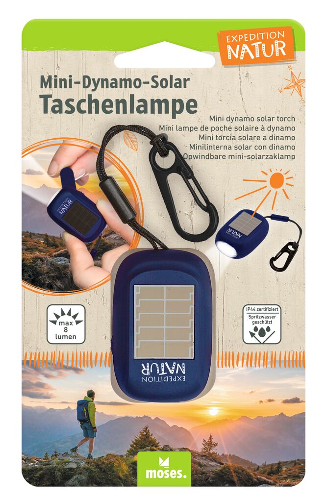 Expedition Natur Mini-Dynamo-Solar Taschenlampe VE 8