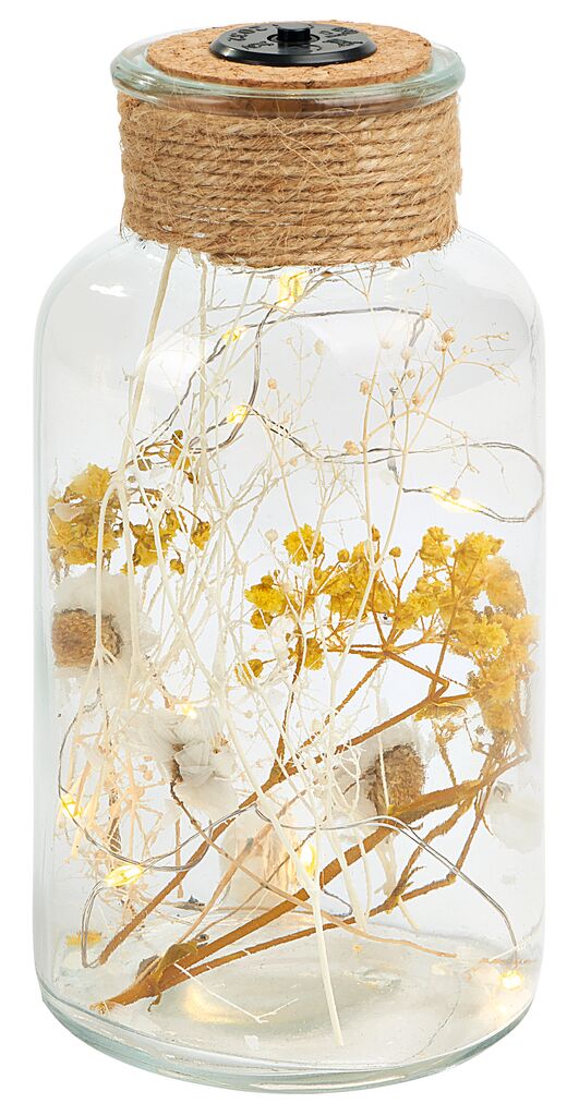 Blatt & Blüte Lichtflasche Trockenblumen gelb