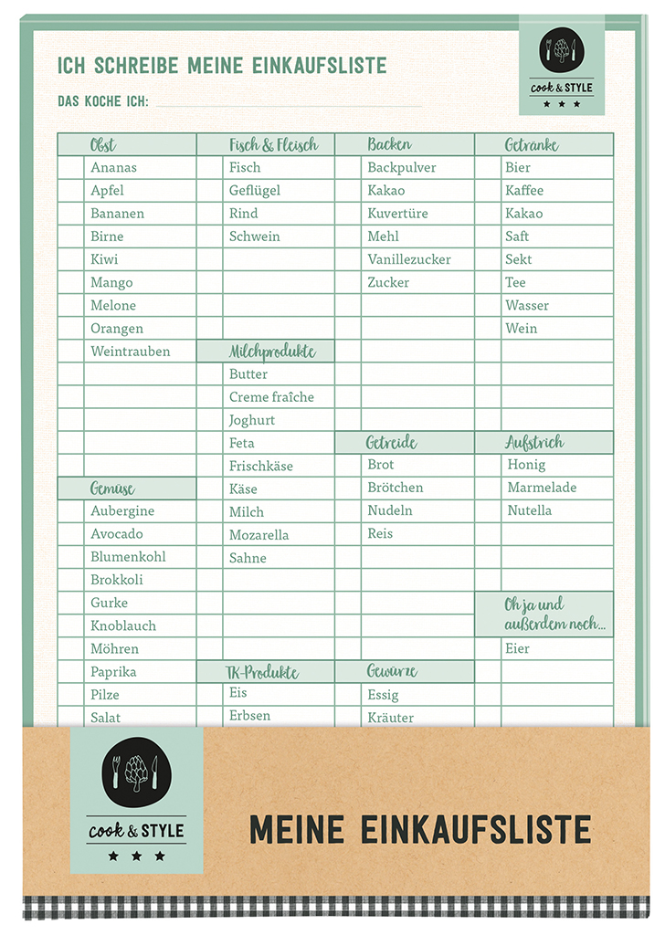 cook & STYLE Meine Einkaufsliste Notizblock