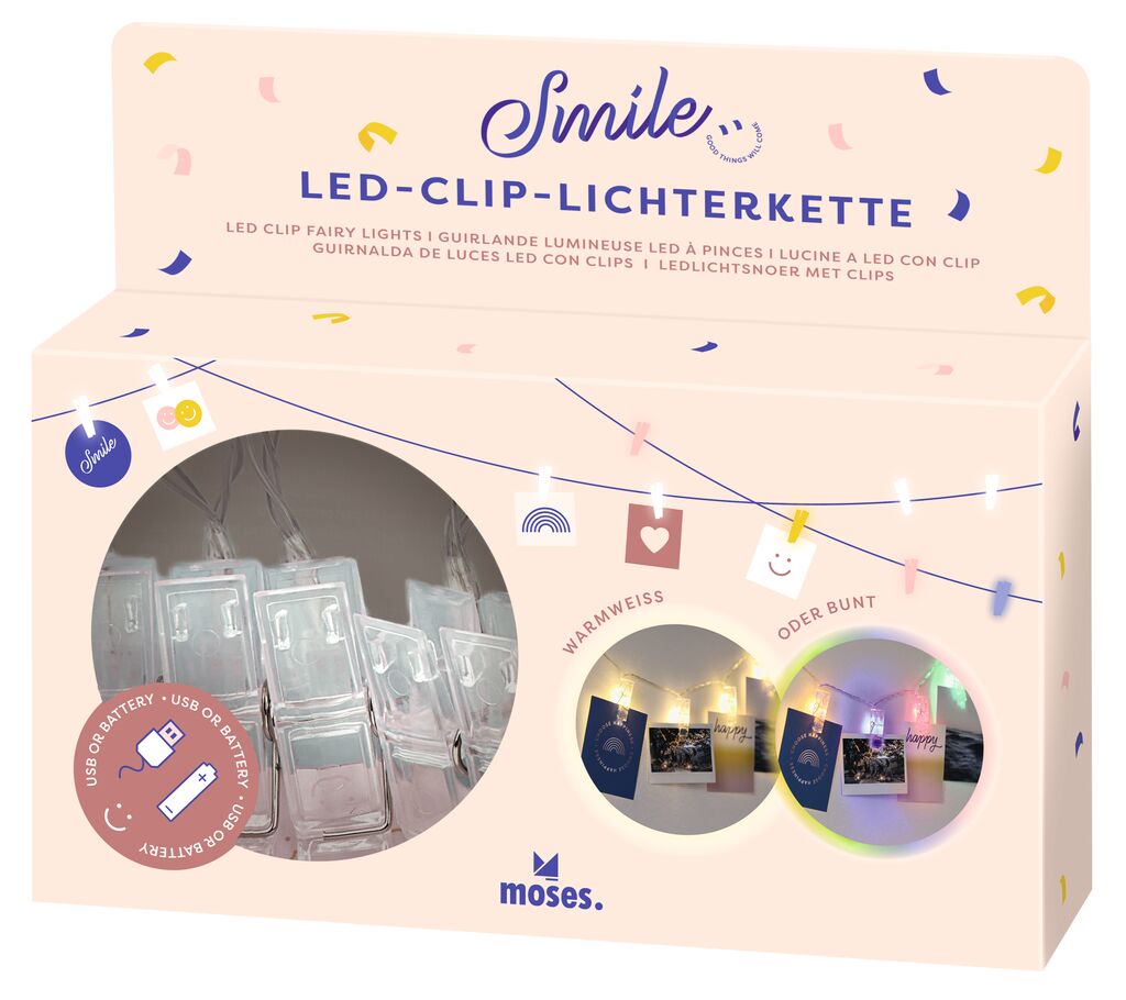 Smile LED-Clip-Lichterkette