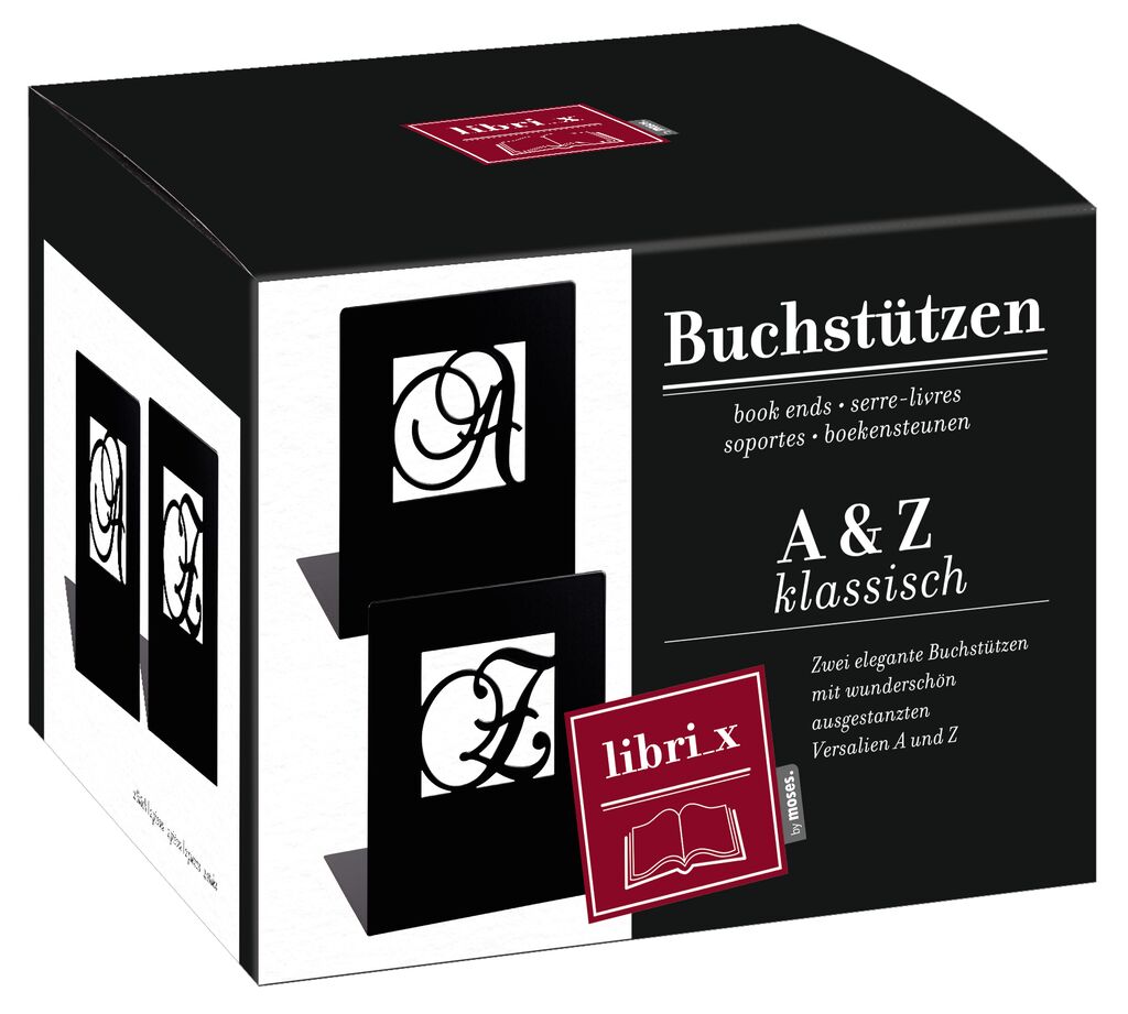 Buchstützen A & Z schwarze Edition (2er Set) Buchstützen A & Z schwarze Edition (2er Set)