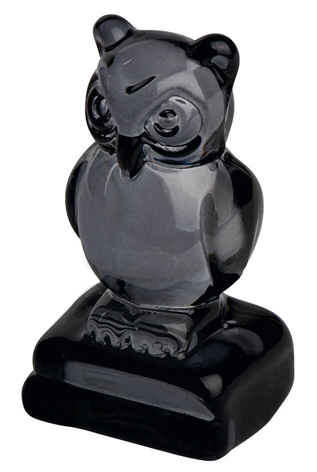 moses. libri_x Glas-Talisman Eule grau