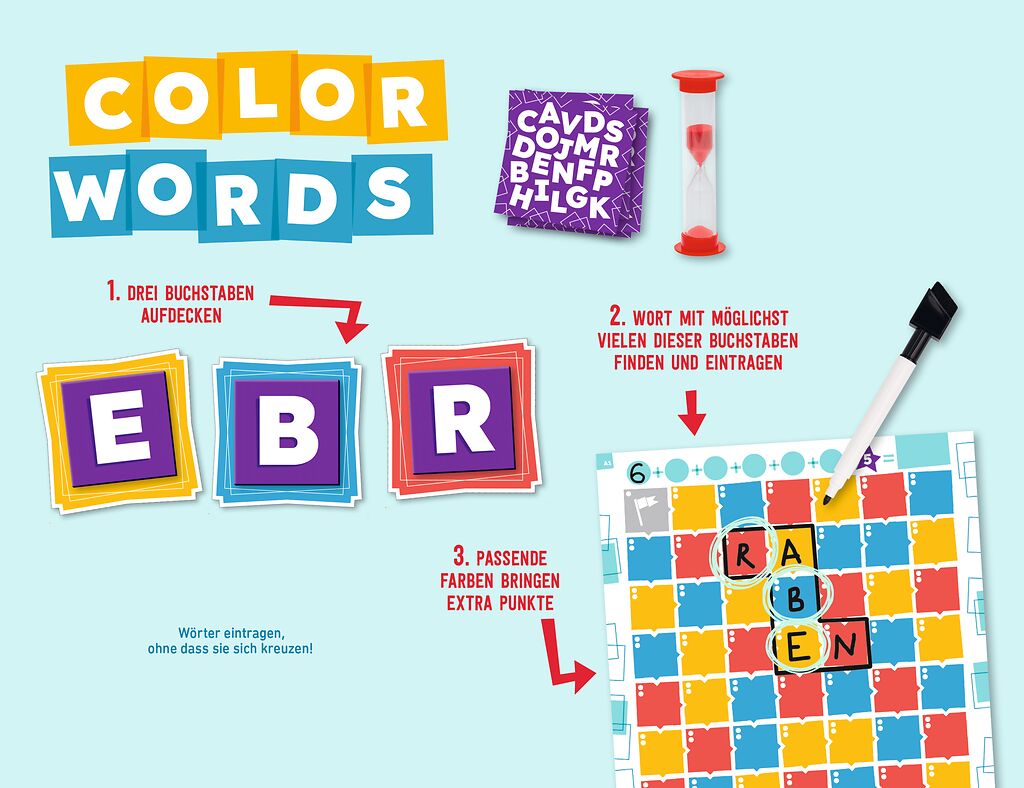 Color Words - 3 Farben, 1 Tafel, 6 Wörter!