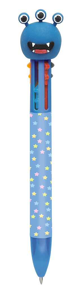 Monster 6-Farb-Gelschreiber blau