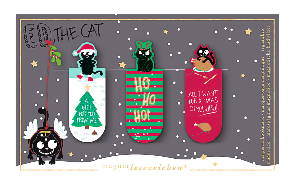 Magnetlesezeichen Ed, the Cat Xmas