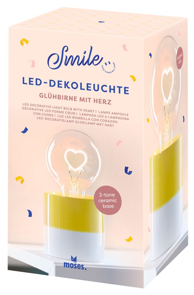 Smile LED-Dekoleuchte Glühbirne mit Herz