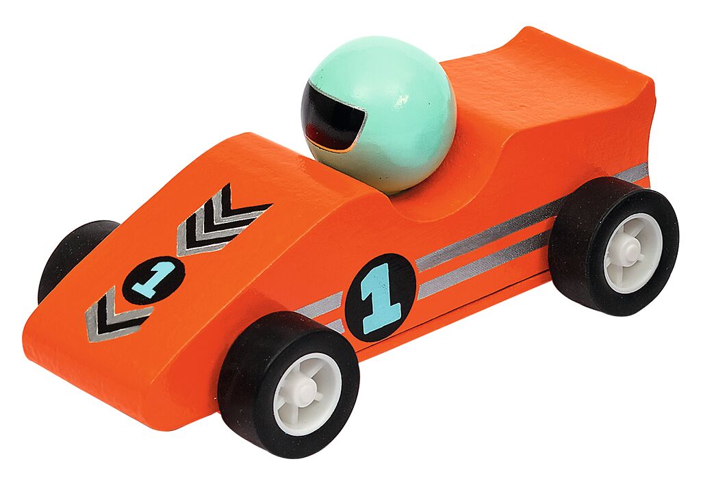 Kleiner Rennwagen mit Rückziehmotor orange