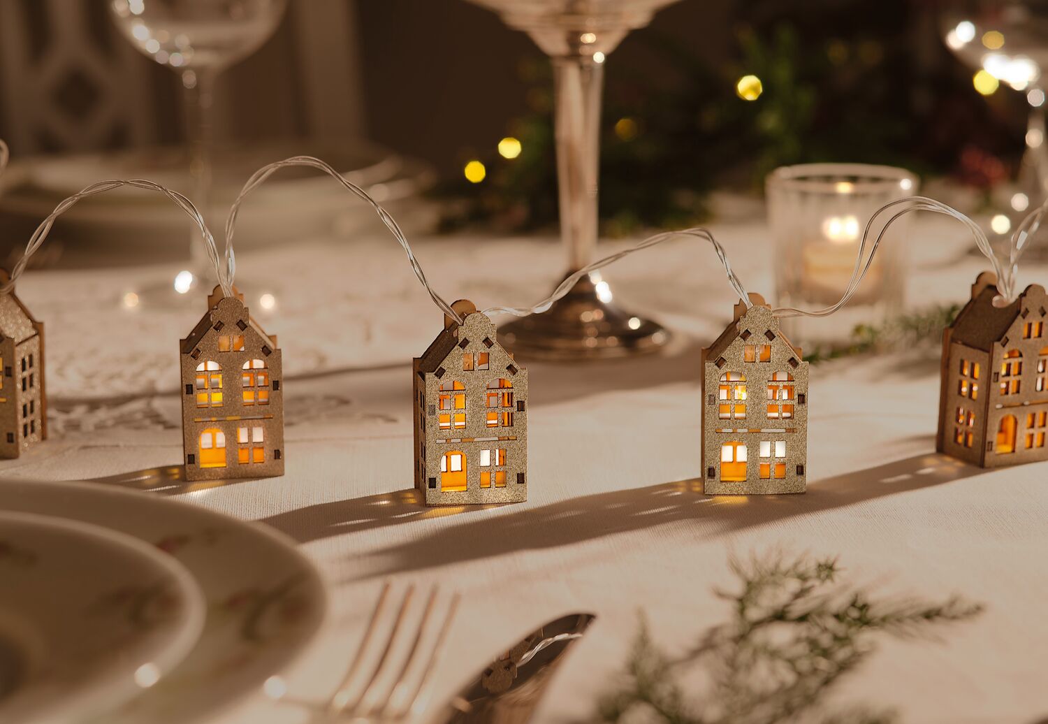 Lichterkette Glitzerhäuser
