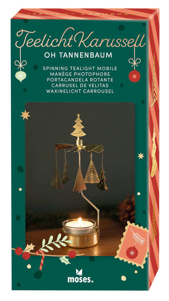 Teelicht-Karussell Oh Tannenbaum Gold