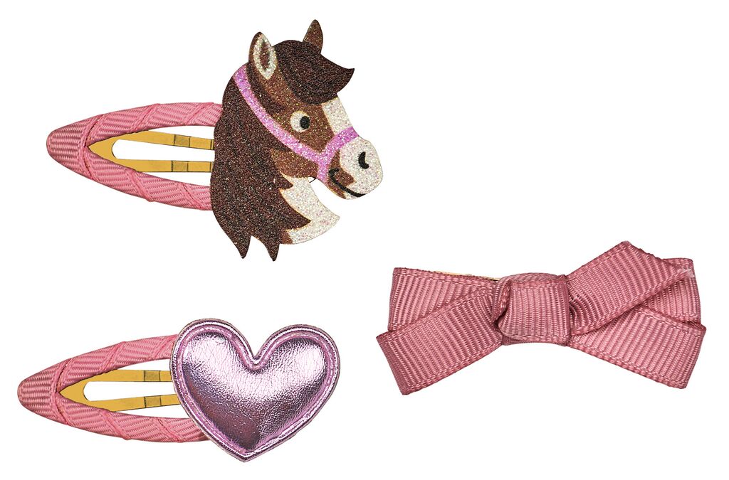 Haarklammer-Set Pferde rosa