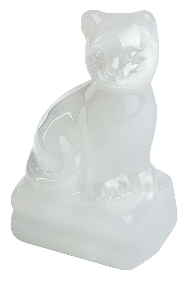 moses. libri_x Glas-Talisman Katze weiß