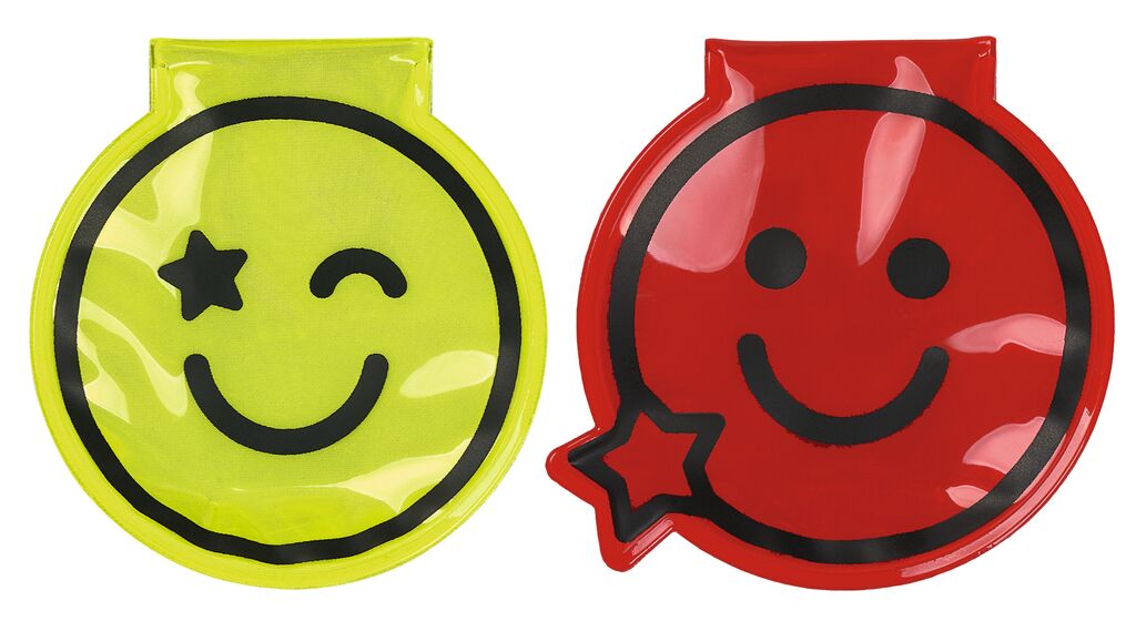 Magnet Clips mit LED Smile rot und gelb