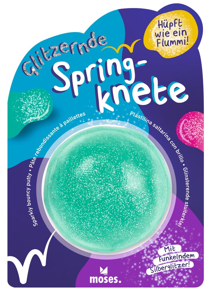 Glitzernde Springknete türkis