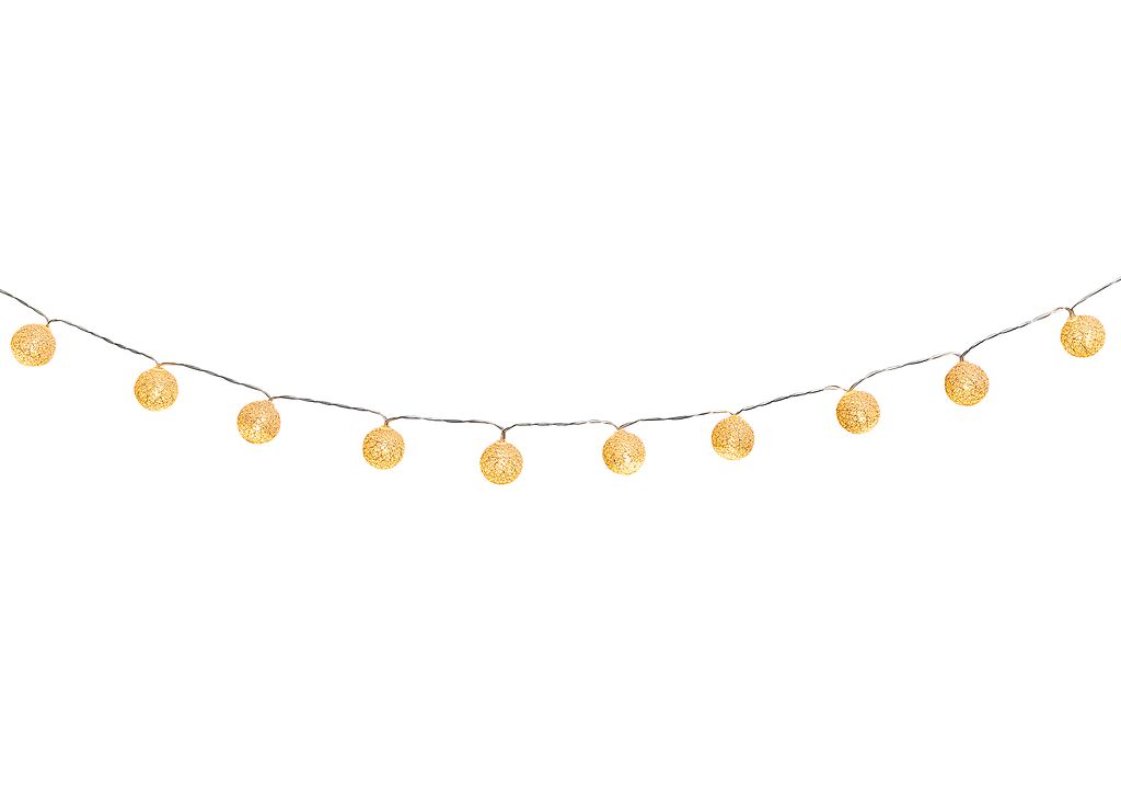 Lichterkette Glitzerkugel gold