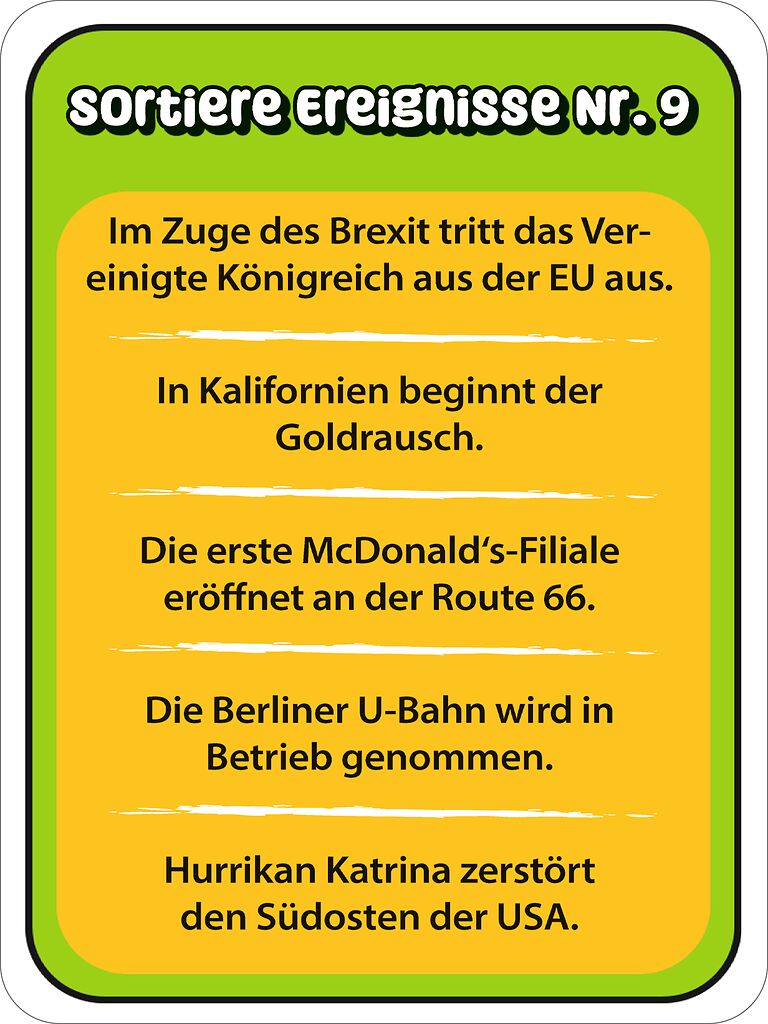 Rätsel Snacks Wann war was?