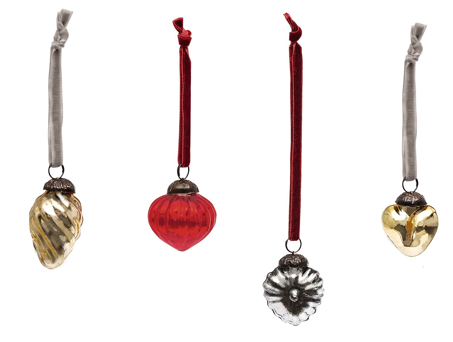 Mini-Christbaumkugeln aus Glas (versch. Ausführungen)